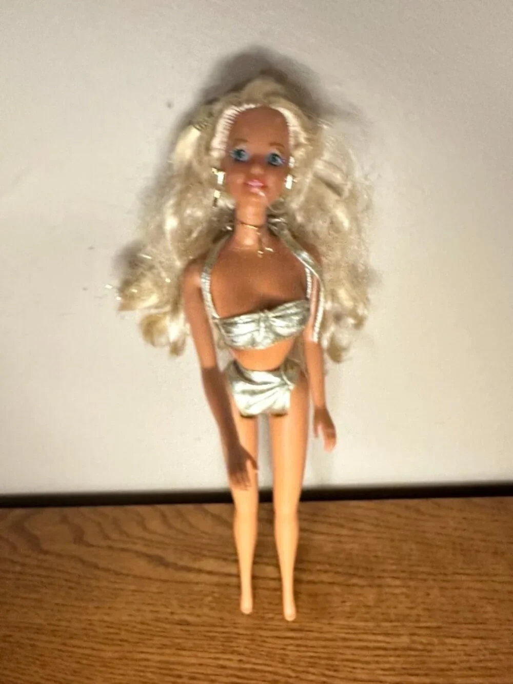 1991 Sun Sensation Barbie Doll Vintage Blonde Hair Gold Metallic bikini